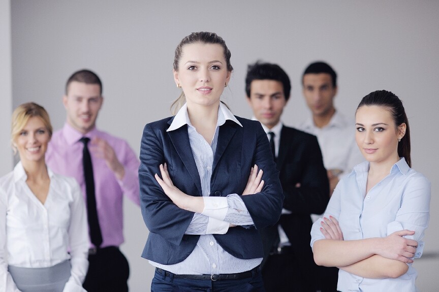 Group of business people standing with confidence