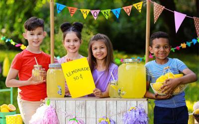 Four Kids Selling Lemonade