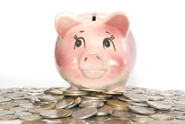 Piggy Bank Sitting on Coins