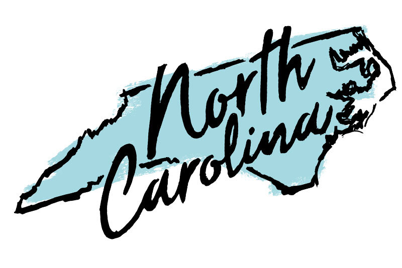 North Carolina Words on State Outline