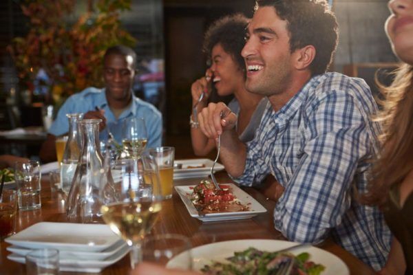 People eating at restaurant