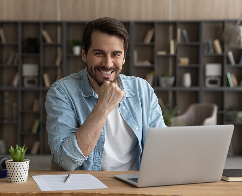 Man Working on Laptop