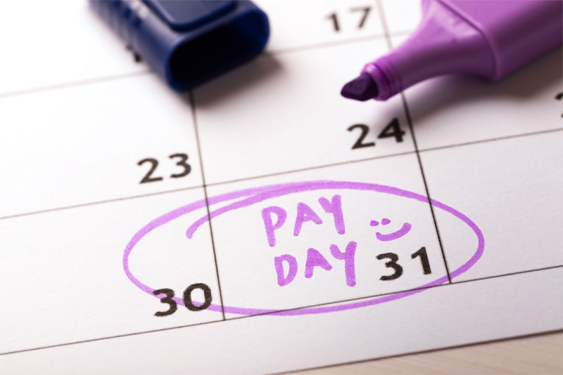 Calendar With Pay Day Circled