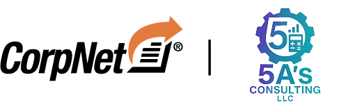 CorpNet and 5A Consulting Partnership Logo Lock-up